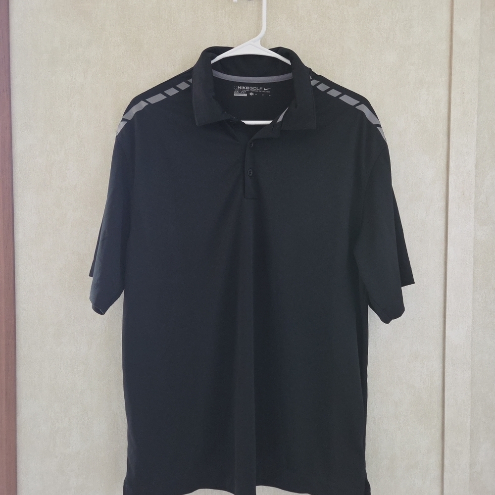 Nike Black Polo Dri-Fit Shirt with Gray Accents